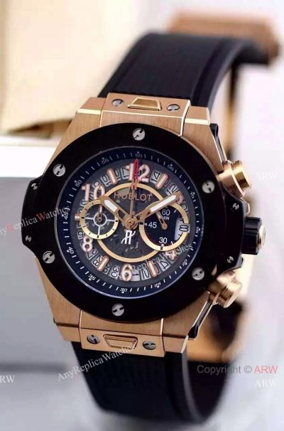 Hublot KING POWER Rose Gold Black Rubber Mens Replica Watch